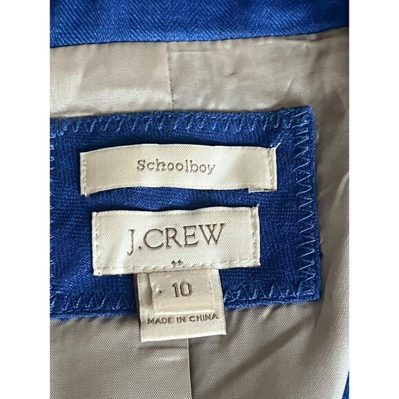 J. Crew Womens 100% Linen Schoolboy Blazer Jacket Sz 10 Blue Surgeon Cuff Preppy - Picture 6 of 10